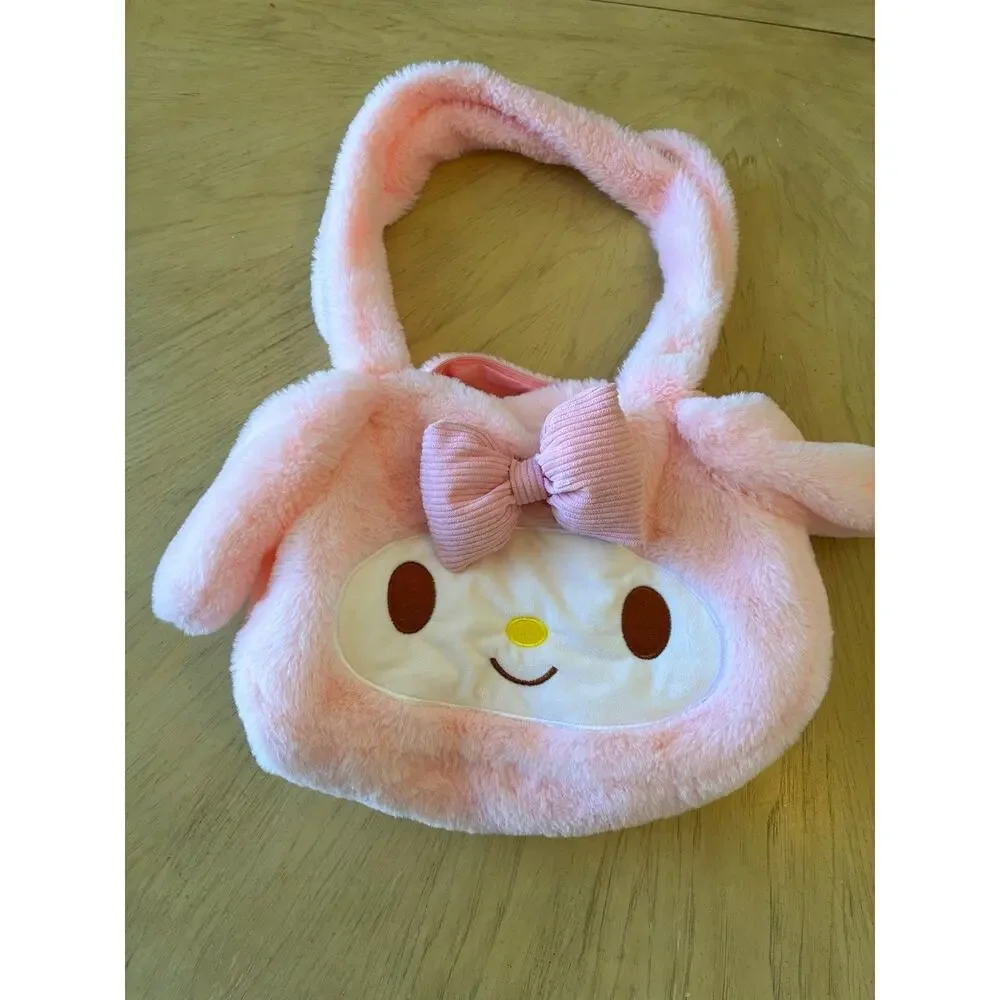 Sanrio My Melody Pink Plush Shoulder Bag Fuzzy Cat Bunny Fluffy Cute Girls